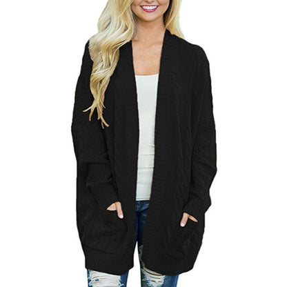 Women's chunky knit cardigan with deep pockets and elegant texture NOVAE