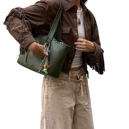 Women's casual suede jacket with fringe and pockets NOVAE