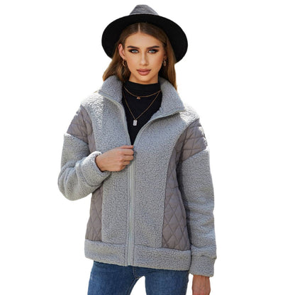 Women's Cozy Fleece Jacket with Quilted Details and Practical Pockets NOVAE