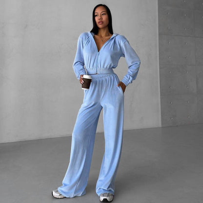 Women's tracksuit with elastic waistband and modern zipper NOVAE