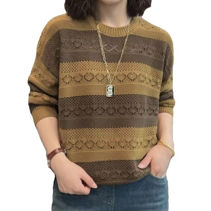 Women's knitted sweater with fashionable openwork pattern and casual cut NOVAE