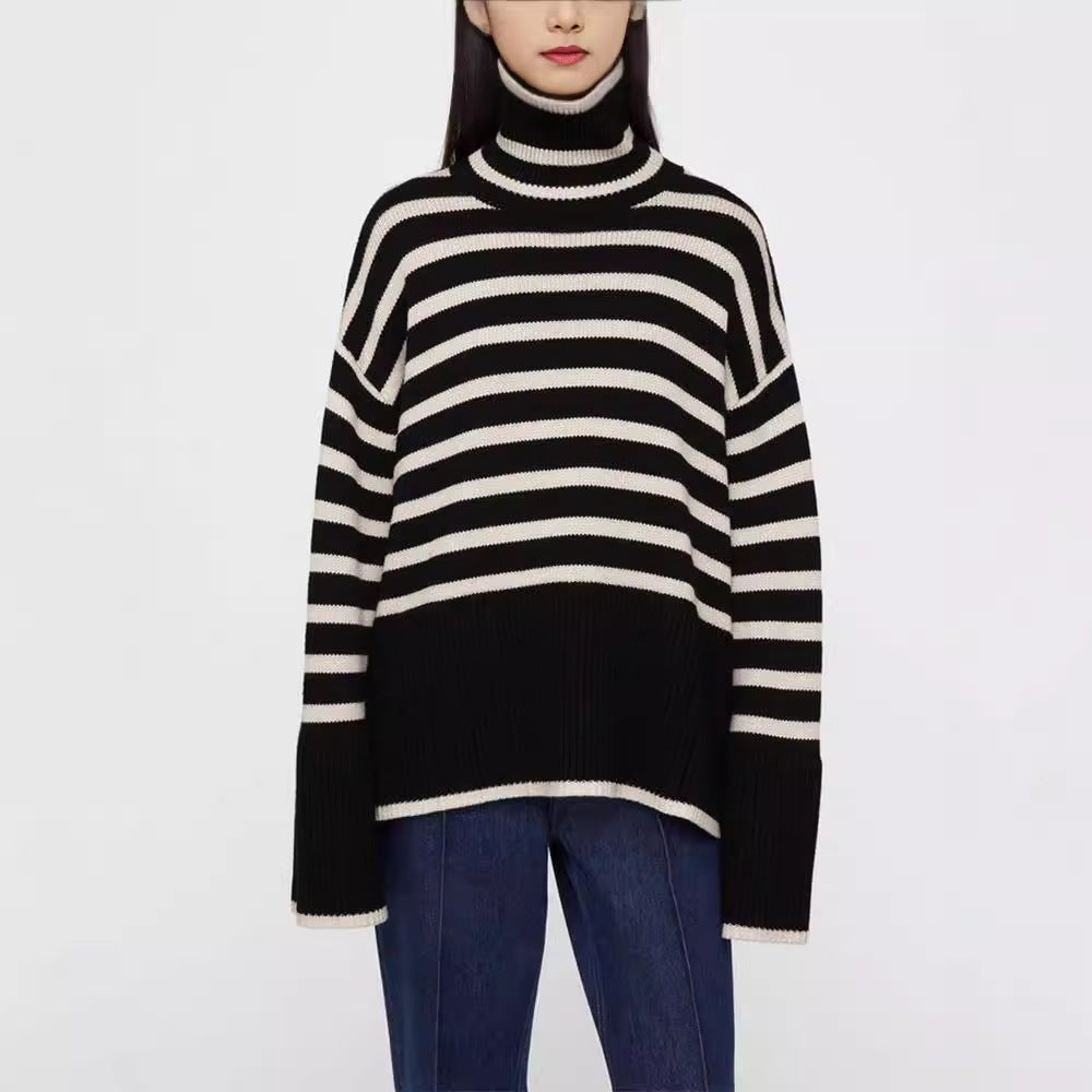 Women's knitted turtleneck sweater with wide sleeves NOVAE