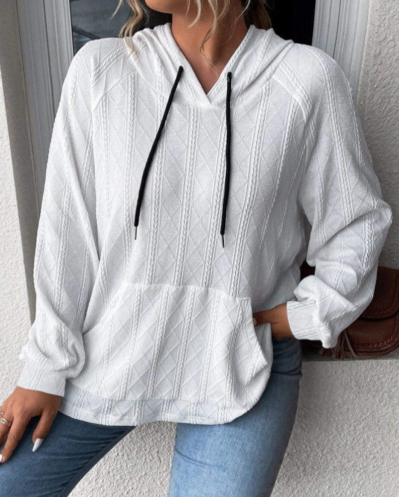 Women's Oversized Knit Hoodie with V-Neck and Stylish Hood NOVAE
