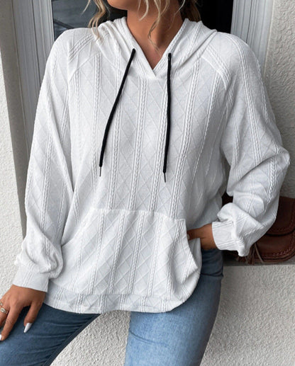 Women's Oversized Knit Hoodie with V-Neck and Stylish Hood NOVAE