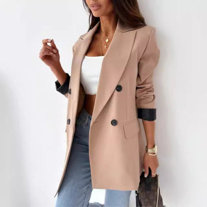 Women's Elegant Oversized Blazer with Double-Brown Buttons and Structured Sleeves NOVAE