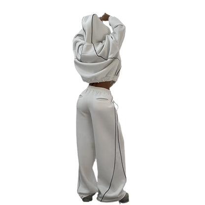 Women's hooded jacket with modern contrast stitching and kangaroo pocket NOVAE