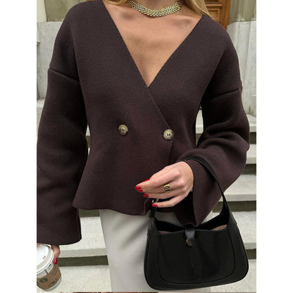 Women's fashionable wrap sweater with stylish peplum NOVAE