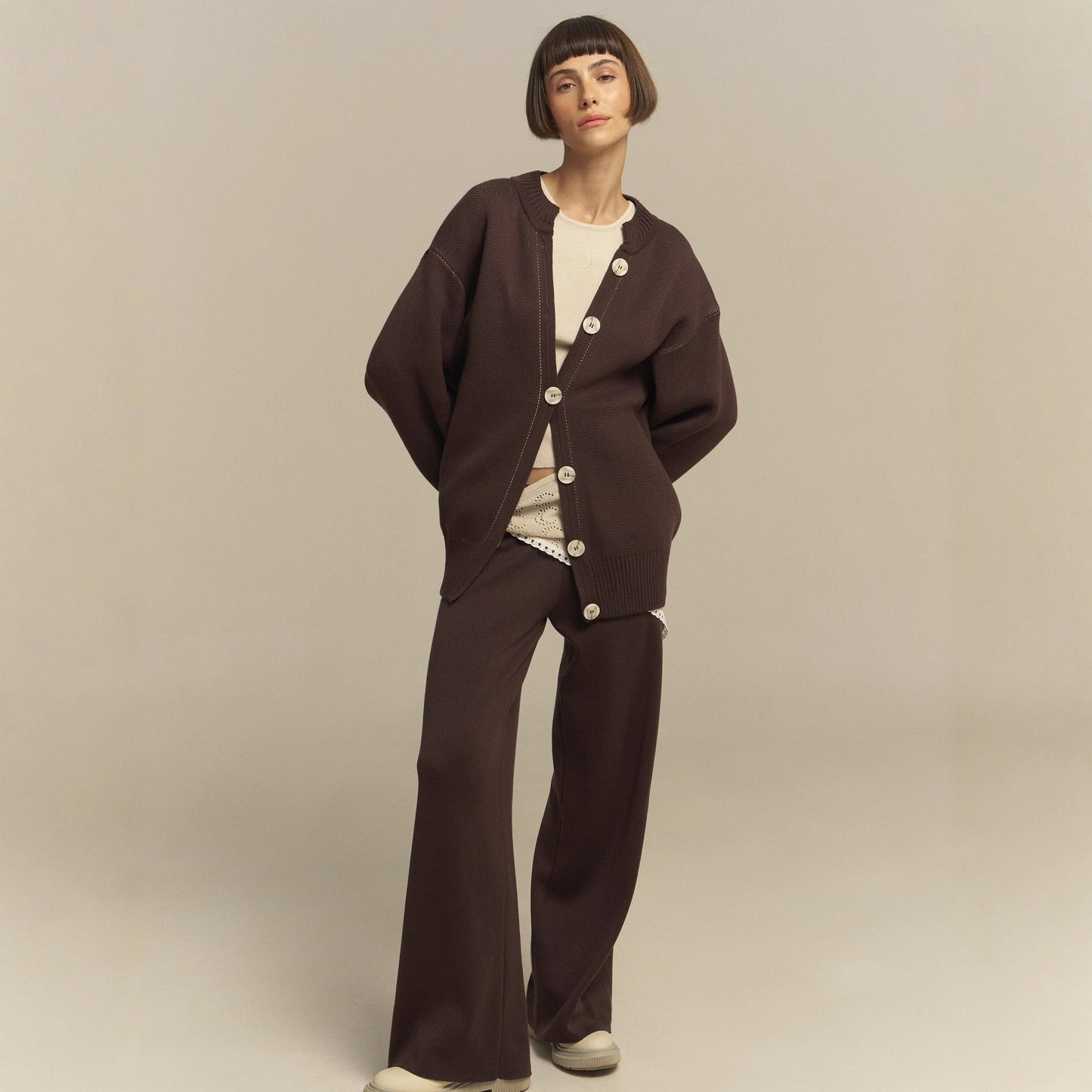 Women's comfortable oversized sweater and casual palazzo pants set NOVAE