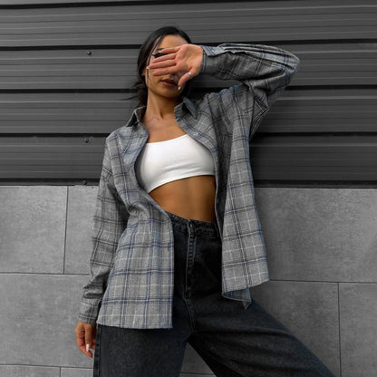 Women's checked shirt in a casual oversized cut NOVAE