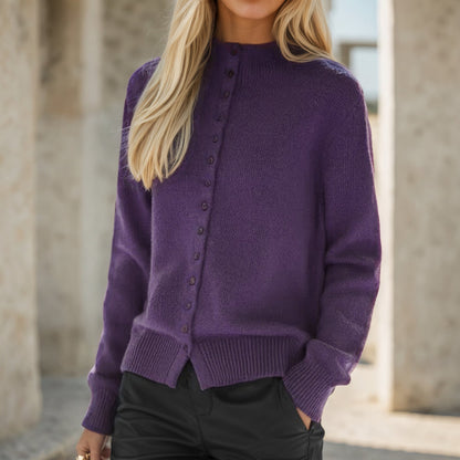 Women's cardigan with decorative buttons and high collar NOVAE