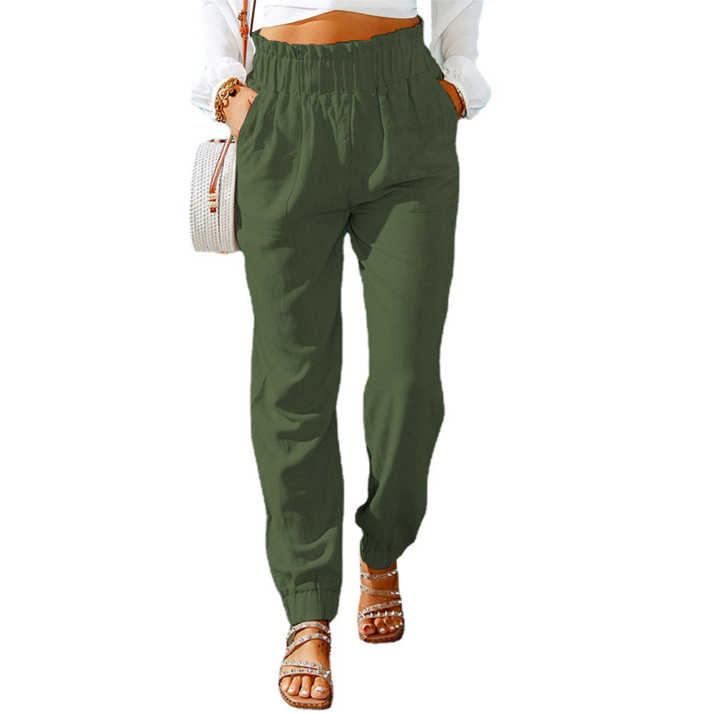 Women's casual trousers with elasticated waistband and side pockets NOVAE