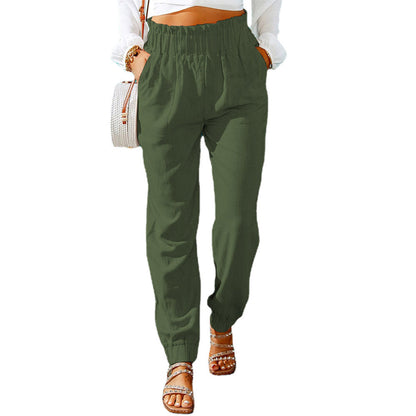 Women's casual trousers with elasticated waistband and side pockets NOVAE