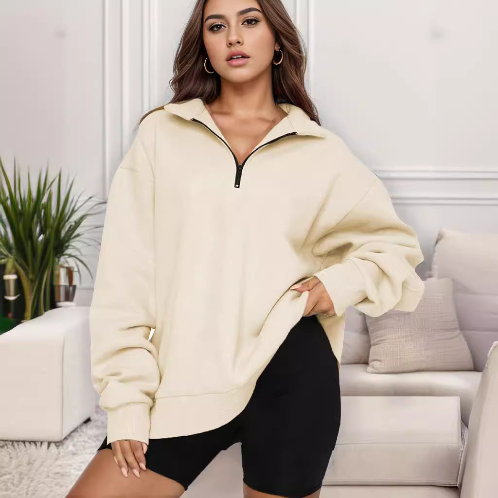Women's Oversized Sweatshirt with Stand-Up Collar NOVAE