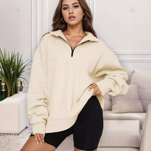 Women's Oversized Sweatshirt with Stand-Up Collar NOVAE