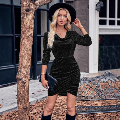 Women's glamorous wrap dress with shimmering effect and figure-hugging cut NOVAE