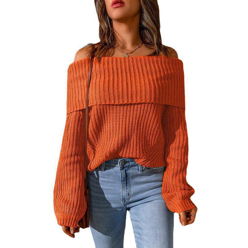Women's off-the-shoulder knit sweater with a relaxed fit NOVAE