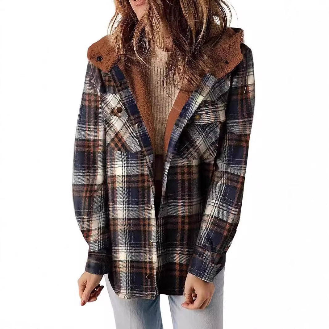 Women's checked flannel jacket with cozy lining NOVAE