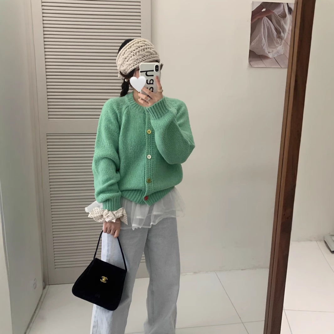 Women's Cozy Cardigan with Colorful Buttons and a Relaxed Fit NOVAE