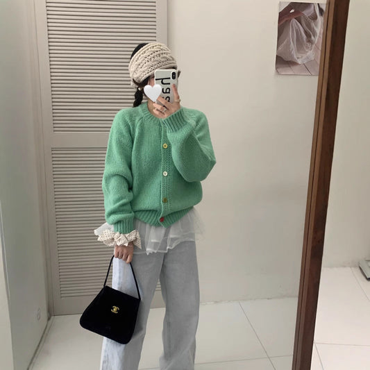 Women's Cozy Cardigan with Colorful Buttons and a Relaxed Fit NOVAE