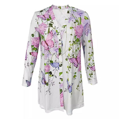 Women's longer blouse jacket with floral pattern NOVAE