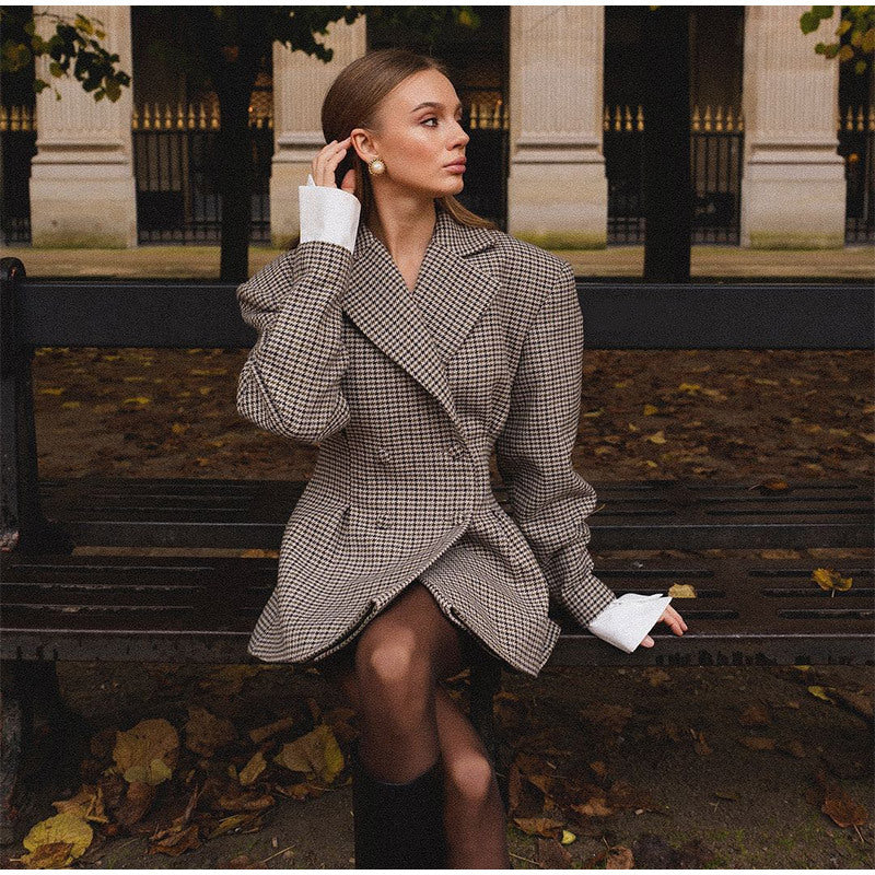 Women's tailored checked blazer jacket NOVAE