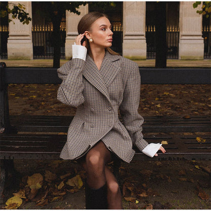 Women's tailored checked blazer jacket NOVAE