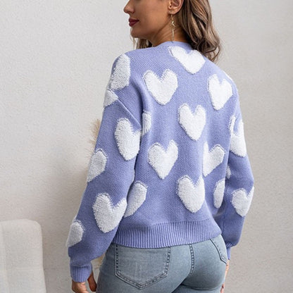 Women's cozy cardigan with heart pattern NOVAE