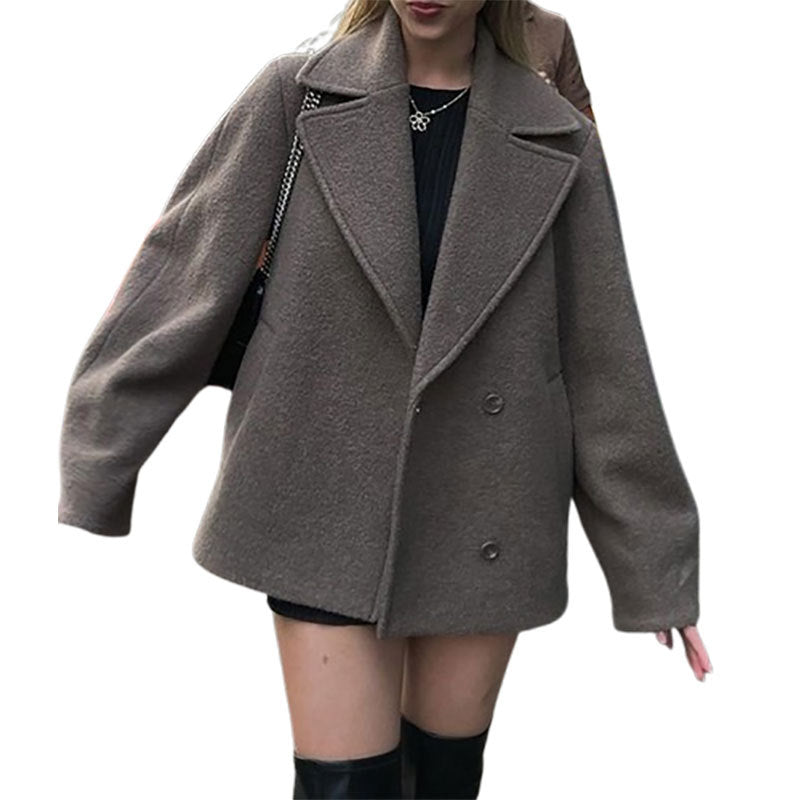 Women's oversized wool cardigan with wide sleeves and elegant lapel NOVAE