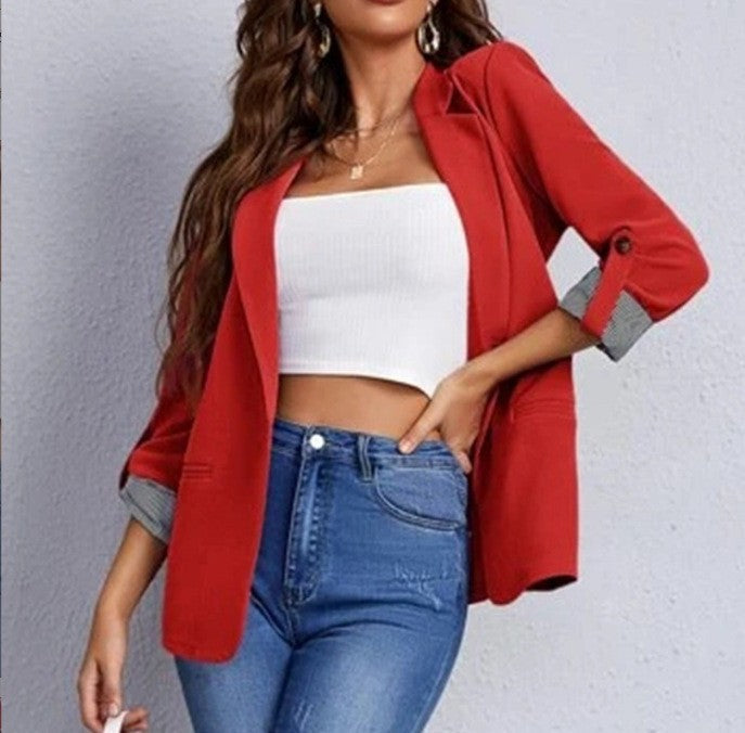 Women's stylish and versatile blazer jacket with rolled-up sleeves NOVAE