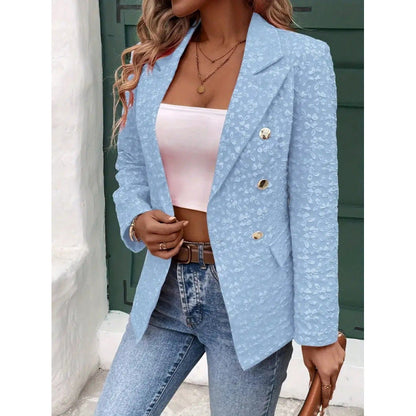 Women's Elegant Blazer with Textured Pattern and Double Button Placket NOVAE