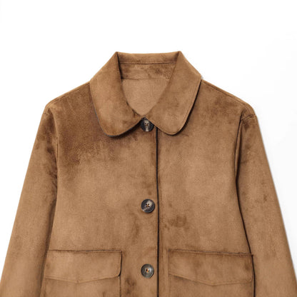 Women's short utility jacket with large pockets and fashionable collar NOVAE