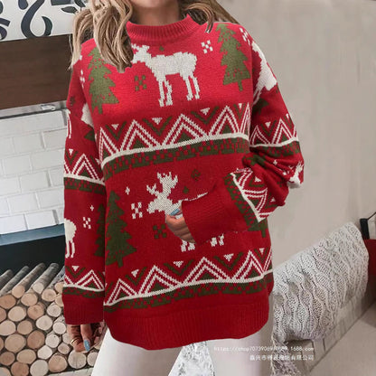 Women's Cozy Christmas Sweater with Festive Motif and High Fit NOVAE
