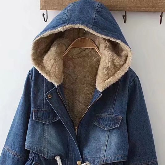 Women's Urban Denim Parka with warm lining and hood NOVAE