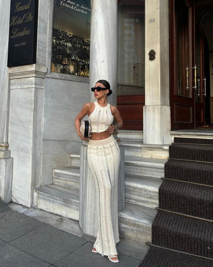 Women's two-piece outfit with elegant knit pattern NOVAE