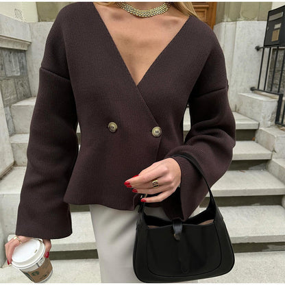 Women's fashionable wrap sweater with stylish peplum NOVAE