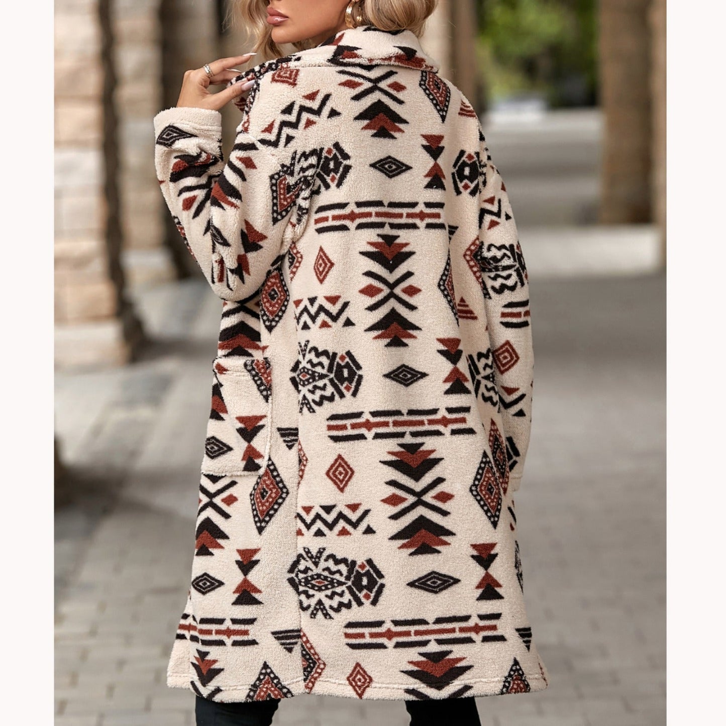 Women's fleece jacket with ethnic pattern NOVAE