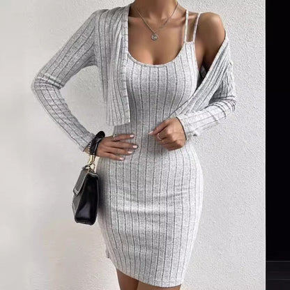 Women's knit dress with open cardigan NOVAE