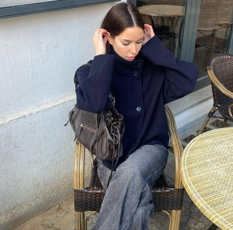 Women's modern and practical short jacket with high-closing collar NOVAE