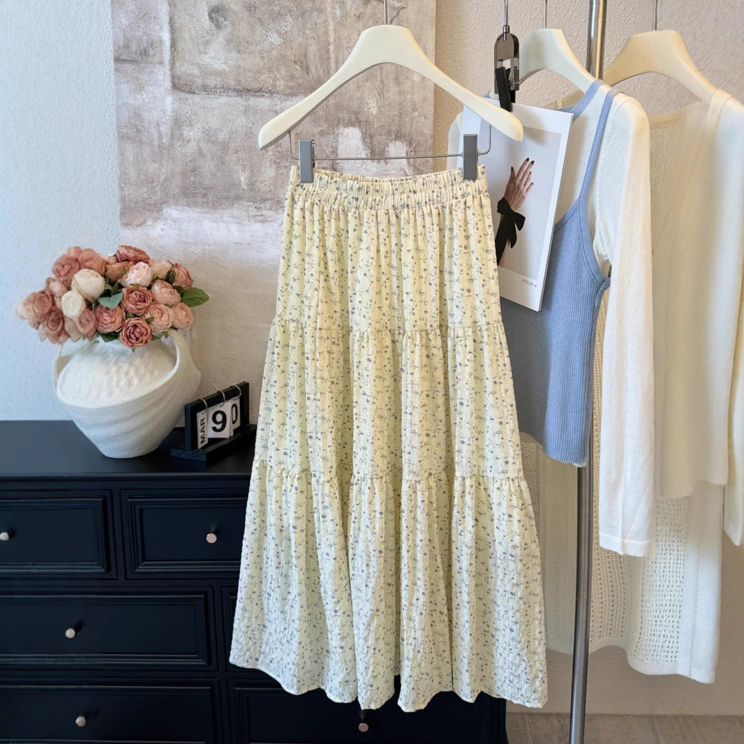 Women's maxi skirt with romantic floral pattern and casual design NOVAE