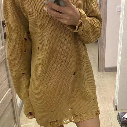 Women's chunky knit sweater with V-neck and relaxed fit NOVAE