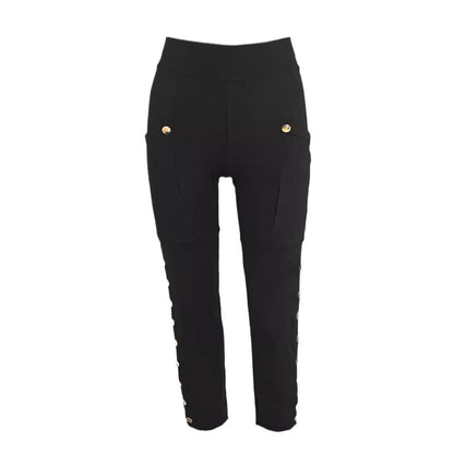 Women's sporty high-waisted leggings with versatile pockets and snap button details NOVAE