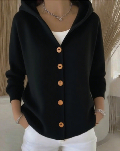 Women's hooded cardigan with practical button details and a relaxed fit NOVAE