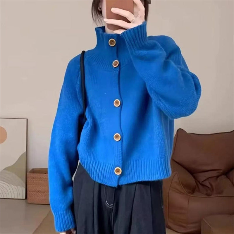 Women's cozy high-collar cardigan with button details NOVAE