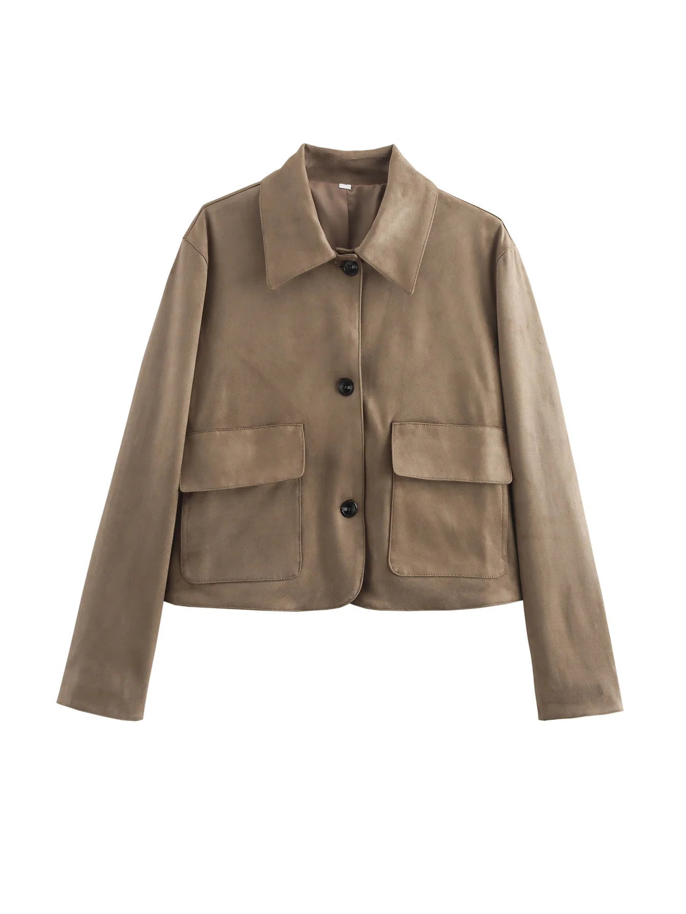 Women's fashionable short jacket made of high-quality imitation suede with practical pockets NOVAE