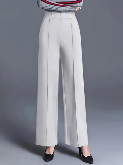 Women's elegant high-waisted trousers with pleats and elasticated waistband NOVAE
