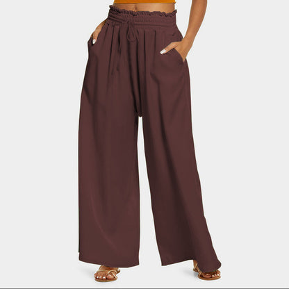 Women's wide-leg leisure trousers with elasticated waistband and practical pockets NOVAE