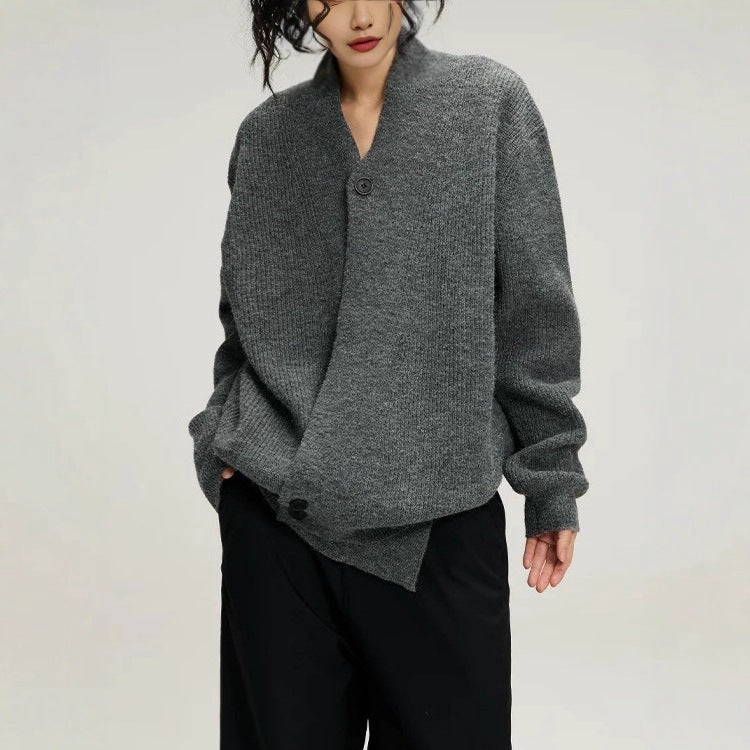 Women's fashionable knit cardigan with trendy lapel NOVAE