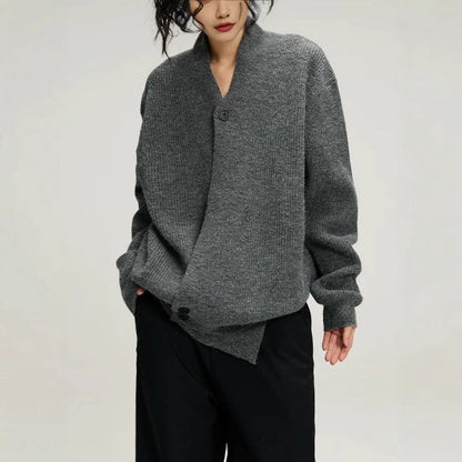 Women's fashionable knit cardigan with trendy lapel NOVAE