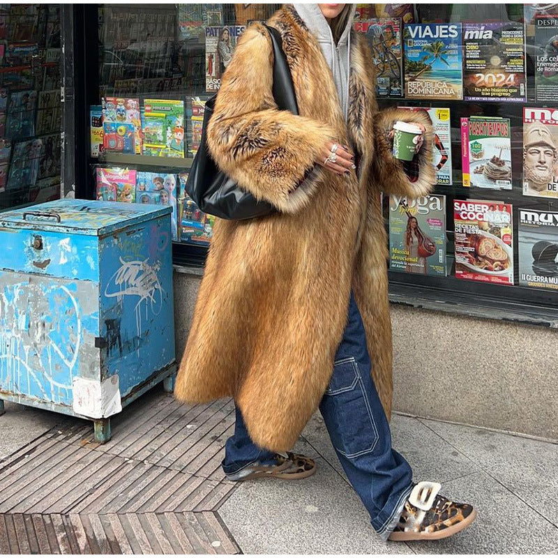 Women's Extravagant Faux Fur Coat with Voluminous Sleeves NOVAE