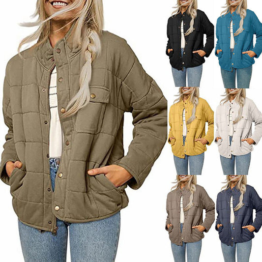 Women's quilted jacket with decorative button NOVAE